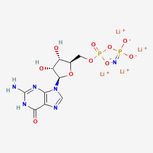 molecular formula C10H12Li4N6O10P2 B15181248 Guanosine, 5'-(trihydrogen imidodiphosphate), tetralithium salt CAS No. 60522-21-6