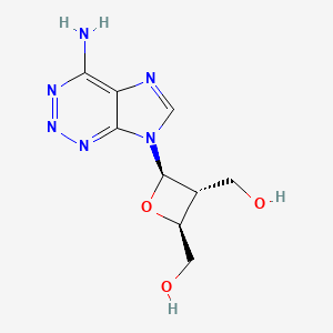 molecular formula C9H12N6O3 B15181477 2,3-Oxetanedimethanol, 4-(4-amino-7H-imidazo(4,5-d)-1,2,3-triazin-7-yl)-, (2S-(2-alpha,3-beta,4-alpha))- CAS No. 136105-25-4
