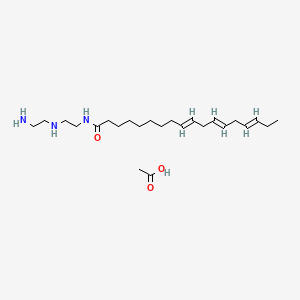 molecular formula C22H41N3O.C2H4O2<br>C24H45N3O3 B15181572 N-(2-((2-Aminoethyl)amino)ethyl)octadeca-9,12,15-trienamide monoacetate CAS No. 93942-04-2