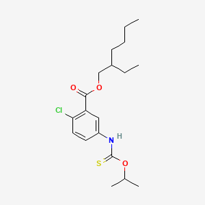 molecular formula C19H28ClNO3S B15181577 Benzoic acid, 2-chloro-5-(((1-methylethoxy)thioxomethyl)amino)-, 2-ethylhexyl ester CAS No. 135813-20-6