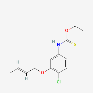 molecular formula C14H18ClNO2S B15181696 Carbamothioic acid, (3-(2-butenyloxy)-4-chlorophenyl)-, O-(1-methylethyl) ester, (E)- CAS No. 165549-70-2