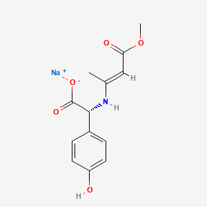 molecular formula C13H14NNaO5 B15181699 Sodium (R)-(4-hydroxyphenyl)((3-methoxy-1-methyl-3-oxoprop-1-enyl)amino)acetate CAS No. 26787-84-8