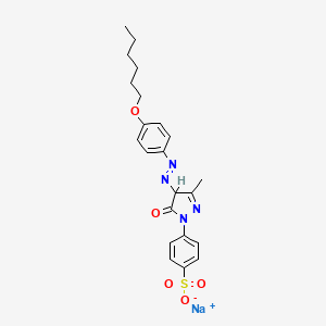 molecular formula C22H25N4NaO5S B15181722 Sodium 4-(4-((4-(hexyloxy)phenyl)azo)-4,5-dihydro-3-methyl-5-oxo-1H-pyrazol-1-yl)benzenesulphonate CAS No. 38586-43-5