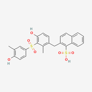 molecular formula C25H22O7S2 B15181730 Naphthalenesulfonic acid, ((hydroxy((4-hydroxy-3-methylphenyl)sulfonyl)methylphenyl)methyl)- CAS No. 68400-77-1