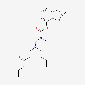 molecular formula C21H32N2O5S B15181817 beta-Alanine, N-butyl-N-(((((2,3-dihydro-2,2-dimethyl-7-benzofuranyl)oxy)carbonyl)methylamino)thio)-, ethyl ester CAS No. 82560-59-6