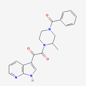molecular formula C21H20N4O3 B15182007 Piperazine, 4-benzoyl-1-(1,2-dioxo-2-(1H-pyrrolo(2,3-b)pyridin-3-yl)ethyl)-2-methyl- CAS No. 357262-63-6