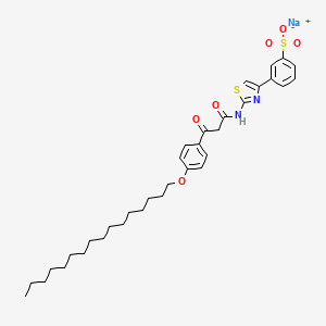 molecular formula C34H45N2NaO6S2 B15182030 Sodium 3-(2-((3-(4-(hexadecyloxy)phenyl)-1,3-dioxopropyl)amino)thiazol-4-yl)benzenesulphonate CAS No. 84100-45-8