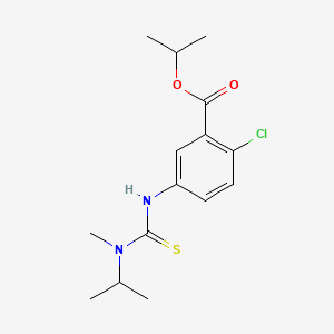 molecular formula C15H21ClN2O2S B15182046 Benzoic acid, 2-chloro-5-(((methyl(1-methylethyl)amino)thioxomethyl)amino)-, 1-methylethyl ester CAS No. 165549-86-0