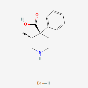 molecular formula C13H18BrNO2 B15182090 trans-(1)-3-Methyl-4-phenylpiperidine-4-carboxylic acid hydrobromide CAS No. 83898-64-0