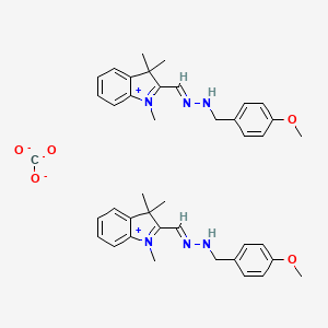 molecular formula C41H48N6O5 B15182118 Bis(2-(((p-methoxyphenyl)methylhydrazono)methyl)-1,3,3-trimethyl-3H-indolium) carbonate CAS No. 84100-09-4