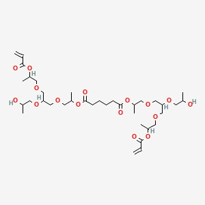 molecular formula C36H62O16 B15182183 Bis(2-(2-(2-hydroxypropoxy)-3-(2-((1-oxoallyl)oxy)propoxy)propoxy)isopropyl) adipate CAS No. 94160-30-2