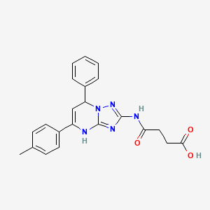 molecular formula C22H21N5O3 B15182216 Butanoic acid, 4-((1,7-dihydro-5-(4-methylphenyl)-7-phenyl(1,2,4)triazolo(1,5-a)pyrimidin-2-yl)amino)-4-oxo- CAS No. 171088-80-5