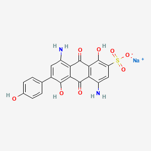 molecular formula C20H13N2NaO8S B15182251 Sodium 4,8-diamino-9,10-dihydro-1,5-dihydroxy-6-(4-hydroxyphenyl)-9,10-dioxoanthracene-2-sulphonate CAS No. 55694-11-6