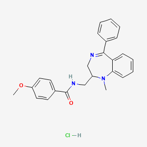molecular formula C25H26ClN3O2 B15182454 Benzamide, 4-methoxy-N-((1-methyl-5-phenyl-2,3-dihydro-1,4-benzodiazepin-2-yl)methyl)-, monohydrochloride CAS No. 83736-55-4