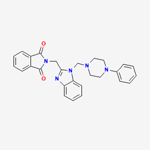 molecular formula C27H25N5O2 B15182477 1H-Isoindole-1,3(2H)-dione, 2-((1-((4-phenyl-1-piperazinyl)methyl)-1H-benzimidazol-2-yl)methyl)- CAS No. 115398-77-1