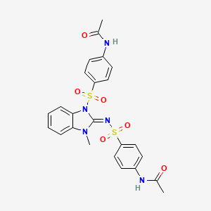 molecular formula C24H23N5O6S2 B15182519 N-(4-(((1-((4-(Acetylamino)phenyl)sulfonyl)-1,3-dihydro-3-methyl-2H-benzimidazol-2-ylidene)amino)sulfonyl)phenyl)acetamide CAS No. 193696-70-7