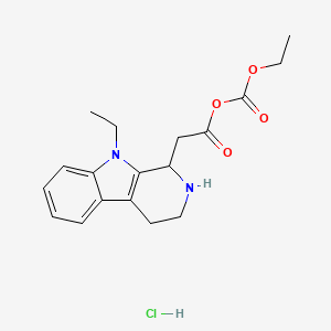 molecular formula C18H23ClN2O4 B15182556 Ethyl 1-(ethoxycarbonyl)-2,3,4,9-tetrahydro-1H-pyrido(3,4-b)indole-1-acetate hydrochloride CAS No. 74406-12-5