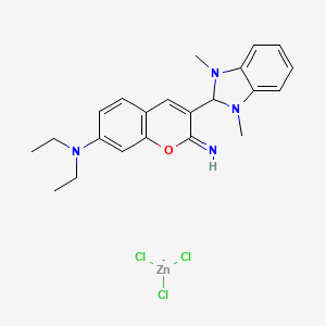 molecular formula C22H26Cl3N4OZn- B15182564 2-[7-(Diethylamino)-2-imino-2H-1-benzopyran-3-yl]-1,3-dimethyl-1H-benzimidazole trichlorozincate CAS No. 27778-30-9