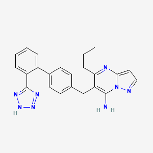 molecular formula C23H22N8 B15182578 Pyrazolo(1,5-a)pyrimidin-7-amine, 5-propyl-6-((2'-(1H-tetrazol-5-yl)(1,1'-biphenyl)-4-yl)methyl)- CAS No. 151327-12-7