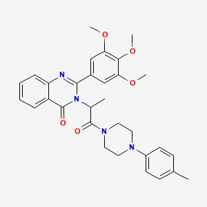 molecular formula C31H34N4O5 B15182586 Piperazine, 1-(4-methylphenyl)-4-(1-oxo-2-(4-oxo-2-(3,4,5-trimethoxyphenyl)-3(4H)-quinazolinyl)propyl)- CAS No. 83409-18-1