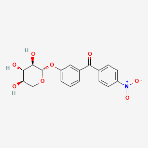 molecular formula C18H17NO8 B15182611 Methanone, (4-nitrophenyl)(3-(beta-D-xylopyranosyloxy)phenyl)- CAS No. 83355-06-0