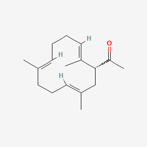molecular formula C17H26O B15182619 Ethanone, 1-(1,5,10-trimethyl-1,5,9-cyclododecatrienyl)- CAS No. 71735-82-5