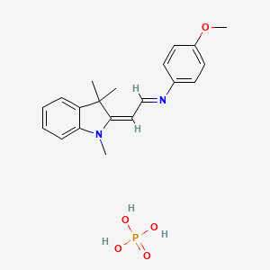 molecular formula C20H25N2O5P B15182629 N-((1,3-Dihydro-1,3,3-trimethyl-2H-indol-2-ylidene)ethylidene)-p-anisidine phosphate CAS No. 93859-25-7