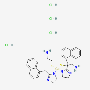 molecular formula C32H42Cl4GeN6S2 B15182640 Ethanamine, 2,2'-((bis(4,5-dihydro-2-(1-naphthalenylmethyl)-1H-imidazol-1-yl)germylene)bis(thio)bis-, tetrahydrochloride CAS No. 153714-95-5