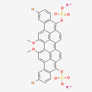 molecular formula C36H18Br2K2O10S2 B15182641 dipotassium;(8,25-dibromo-30,34-dimethoxy-21-sulfonatooxy-12-nonacyclo[18.10.2.22,5.03,16.04,13.06,11.017,31.022,27.028,32]tetratriaconta-1(30),2(34),3,5(33),6(11),7,9,12,14,16,18,20,22(27),23,25,28,31-heptadecaenyl) sulfate CAS No. 93962-98-2