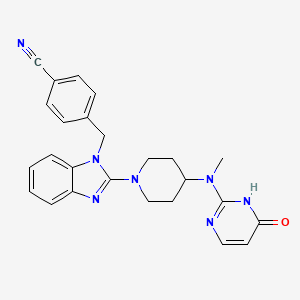 molecular formula C25H25N7O B15182726 Benzonitrile, 4-((2-(4-((1,4-dihydro-4-oxo-2-pyrimidinyl)methylamino)-1-piperidinyl)-1H-benzimidazol-1-yl)methyl)- CAS No. 108612-52-8