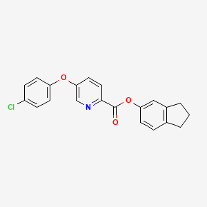 molecular formula C21H16ClNO3 B15182756 Picolinic acid, 5-(p-chlorophenoxy)-, 5-indanyl ester CAS No. 72133-67-6