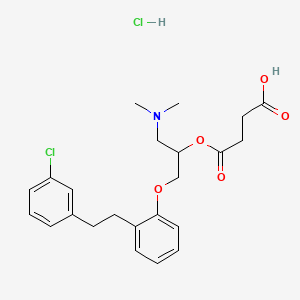 molecular formula C23H29Cl2NO5 B15182758 Butanedioic acid, mono(2-(2-(2-(3-chlorophenyl)ethyl)phenoxy)-1-((dimethylamino)methyl)ethyl) ester, hydrochloride CAS No. 86819-22-9