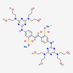molecular formula C36H50N12Na2O14S2 B15182781 Disodium 4,4'-bis((4,6-bis(bis(2-hydroxyethyl)amino)-1,3,5-triazin-2-yl)amino)stilbene-2,2'-disulphonate CAS No. 3654-78-2