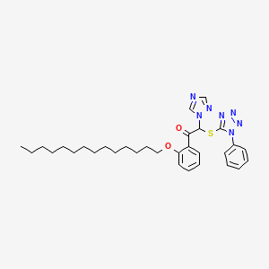 molecular formula C31H41N7O2S B15182860 2-((1-Phenyl-1H-tetrazol-5-yl)thio)-o-(tetradecyloxy)-2-(1H-1,2,4-triazol-1-yl)acetophenone CAS No. 70679-13-9