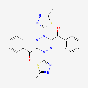 molecular formula C22H16N8O2S2 B15182895 Methanone, (1,4-dihydro-1,4-bis(5-methyl-1,3,4-thiadiazol-2-yl)-1,2,4,5-tetrazine-3,6-diyl)bis(phenyl- CAS No. 85810-99-7