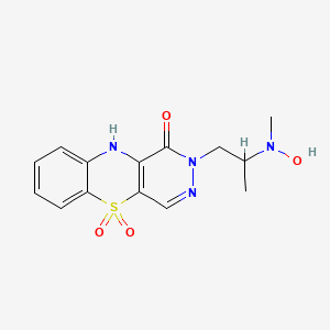 molecular formula C14H16N4O4S B15182908 1H-Pyridazino(4,5-b)(1,4)benzothiazin-1-one, 2,10-dihydro-2-(2-(dimethylamino)ethyl)-, N,5,5-trioxide, trihydrate CAS No. 126598-46-7