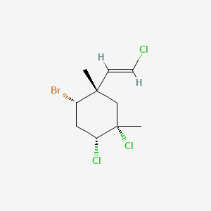 molecular formula C10H14BrCl3 B15182976 Cyclohexane, 2-bromo-4,5-dichloro-1-(2-chloroethenyl)-1,5-dimethyl-, (1alpha(E),2beta,4beta,5alpha)- CAS No. 66389-40-0