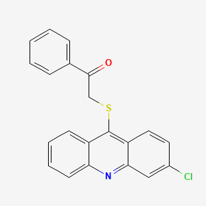 molecular formula C21H14ClNOS B15182998 Ethanone, 2-((3-chloro-9-acridinyl)thio)-1-phenyl- CAS No. 134826-39-4