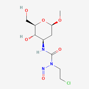 molecular formula C10H18ClN3O6 B15183115 beta-D-arabino-Hexopyranoside, methyl 3-((((2-chloroethyl)nitrosoamino)carbonyl)amino)-2,3-dideoxy- CAS No. 116724-62-0