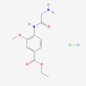 molecular formula C12H17ClN2O4 B1518312 Ethyl 4-(2-aminoacetamido)-3-methoxybenzoate hydrochloride CAS No. 1606132-23-3