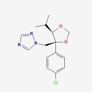 molecular formula C15H18ClN3O2 B15183123 L-Arabinitol, 4-C-(4-chlorophenyl)-1,2,5-trideoxy-2-methyl-3,4-O-methylene-5-(1H-1,2,4-triazol-1-yl)- CAS No. 107679-89-0