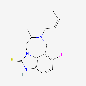 molecular formula C16H20IN3S B15183157 Imidazo(4,5,1-jk)(1,4)benzodiazepine-2(1H)-thione, 8-iodo-4,5,6,7-tetrahydro-5-methyl-6-(3-methyl-2-butenyl)- CAS No. 257891-69-3