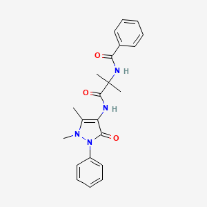 molecular formula C22H24N4O3 B15183195 Benzamide, N-(2-((2,3-dihydro-1,5-dimethyl-3-oxo-2-phenyl-1H-pyrazol-4-yl)amino)-1,1-dimethyl-2-oxoethyl)- CAS No. 151921-18-5