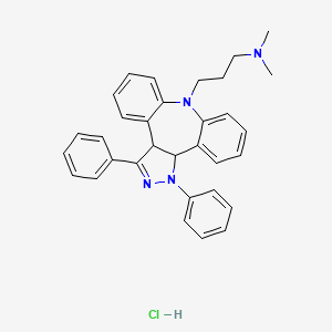 molecular formula C32H33ClN4 B15183244 Dibenzo(b,f)pyrazolo(3,4-d)azepine-8(1H)-propanamine, 3a,12b-dihydro-N,N-dimethyl-1,3-diphenyl-, monohydrochloride CAS No. 85008-81-7
