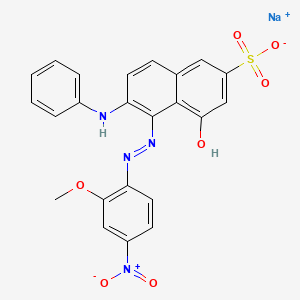 molecular formula C23H17N4NaO7S B15183330 Sodium 4-hydroxy-5-[(2-methoxy-4-nitrophenyl)azo]-6-(phenylamino)naphthalene-2-sulphonate CAS No. 6222-55-5