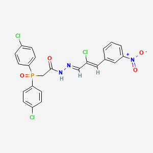 molecular formula C23H17Cl3N3O4P B15183346 Acetic acid, (bis(4-chlorophenyl)phosphinyl)-(2-chloro-3-(3-nitrophenyl)-2-propenylidene)hydrazide CAS No. 135689-18-8