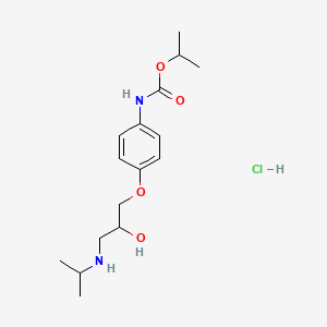 molecular formula C16H27ClN2O4 B15183353 Carbamic acid, (4-(2-hydroxy-3-((1-methylethyl)amino)propoxy)phenyl)-, 1-methylethyl ester, monohydrochloride CAS No. 83263-85-8