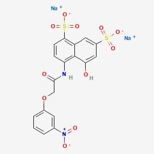 molecular formula C18H12N2Na2O11S2 B15183377 Disodium 5-hydroxy-4-(((3-nitrophenoxy)acetyl)amino)naphthalene-1,7-disulphonate CAS No. 85896-02-2