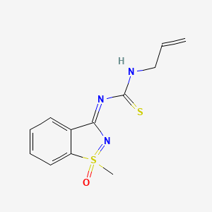 molecular formula C12H13N3OS2 B15183448 N-Allyl-N'-(1-methyl-1-oxido-3H-1,2-benzisothiazol-3-ylidene)thiourea CAS No. 58099-02-8