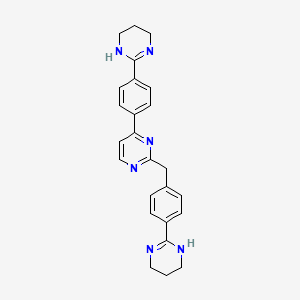 molecular formula C25H26N6 B15183701 4-(4-(1,4,5,6-Tetrahydro-2-pyrimidinyl)phenyl)2-((4-(1,4,5,6-tetrahydro-2-pyrimidinyl)phenyl)methyl)-pyrimidine CAS No. 160522-97-4